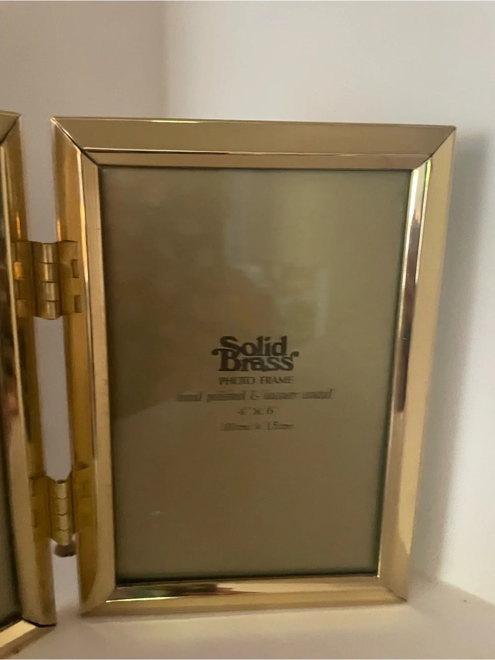Vintage Solid Brass Double Hinged 4x6 Photo Frame Folding Desk Frame